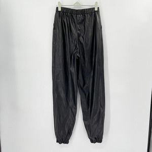 ASOS Faux Leather Jogger‎ Pants Sz S Black Elastic Waist Pockets Hi-Rise Pull On